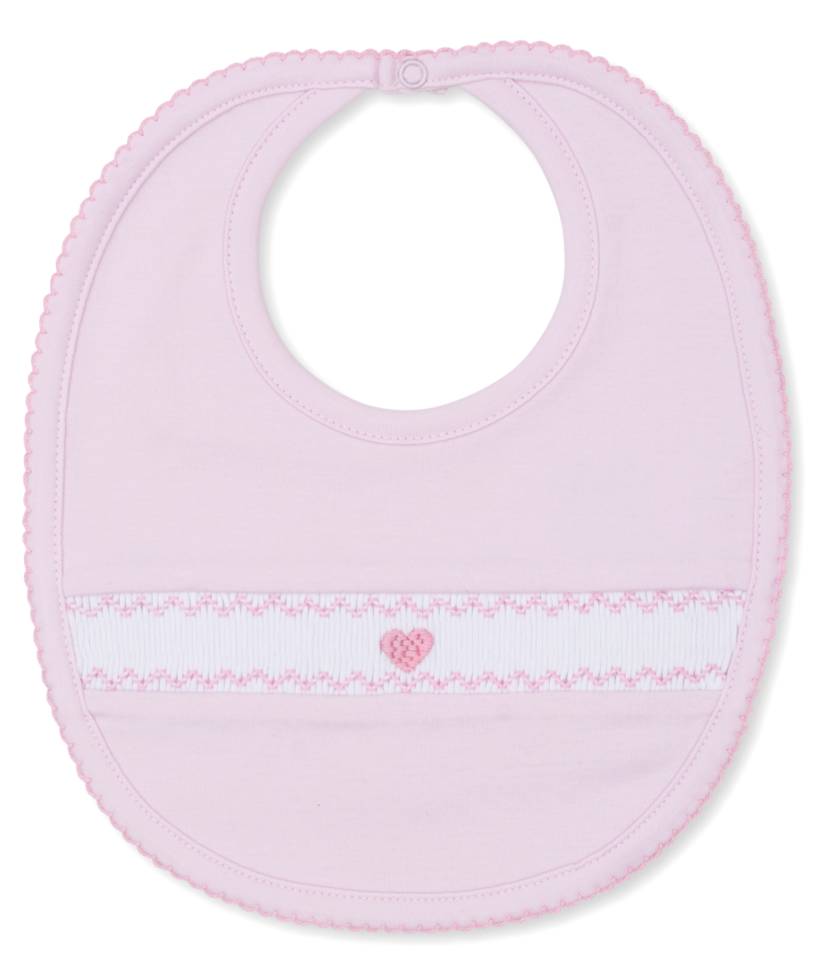 Kissy Kissy Hand Smocked Heart Bib