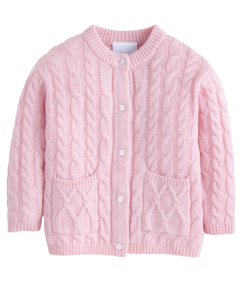 Pink Cashmere Blend Cableknit Cardigan – The Little NY