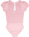 Pink Gingham Puff Sleeve One Piece