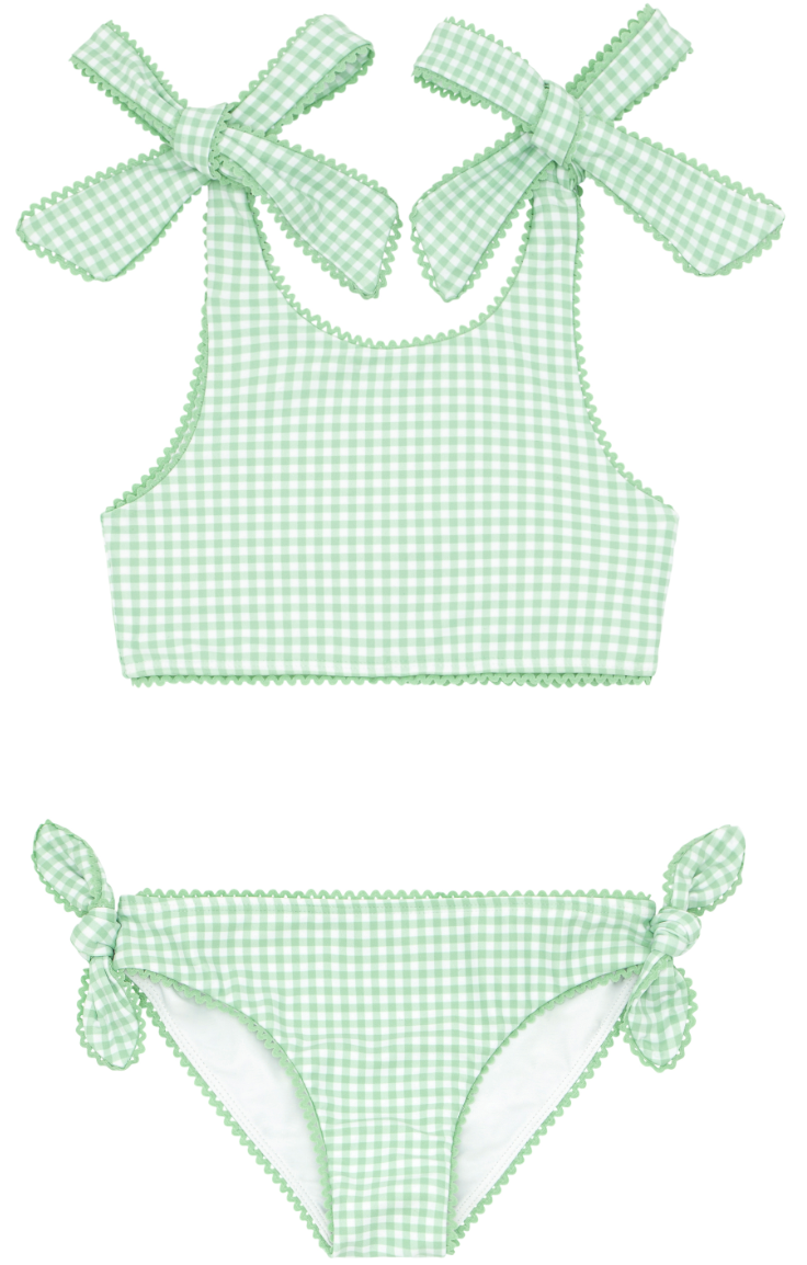 Palm Green Gingham Tie Knot Bikini