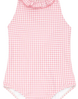 Pink Gingham Ruffle Neck One Piece