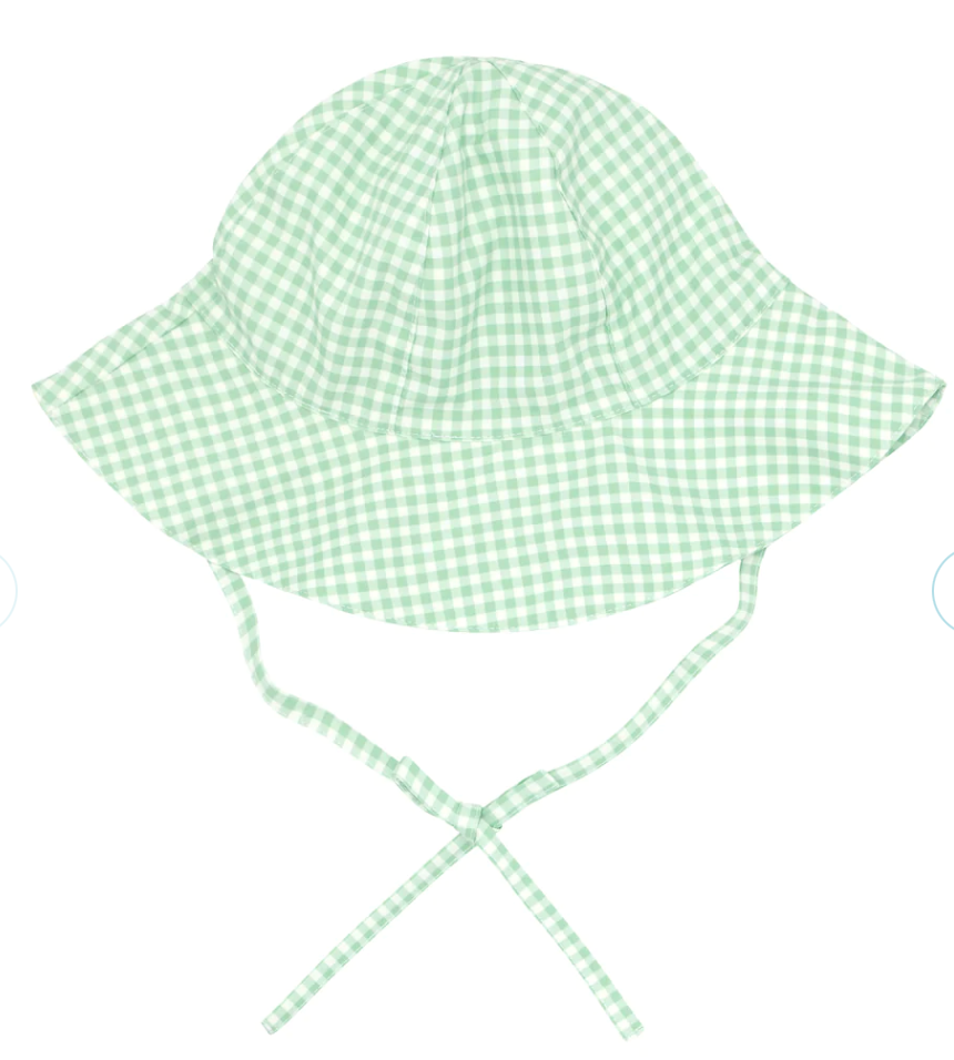 Minnow Green Gingham Sun Hat