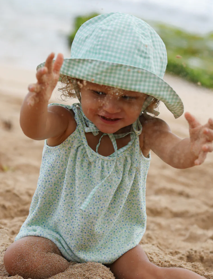 Minnow Green Gingham Sun Hat