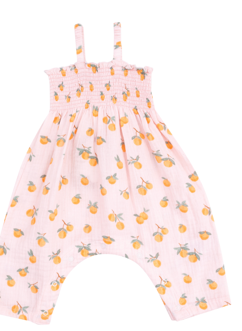 Sweet Clementine Tie Smocked Romper