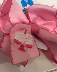 Medium Cake Embroidered Bow Assorted Slice Pink