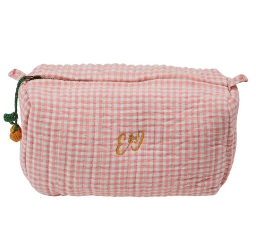 Vivi Pink Gingham Medium Toiletry Bag | Emile et Ida