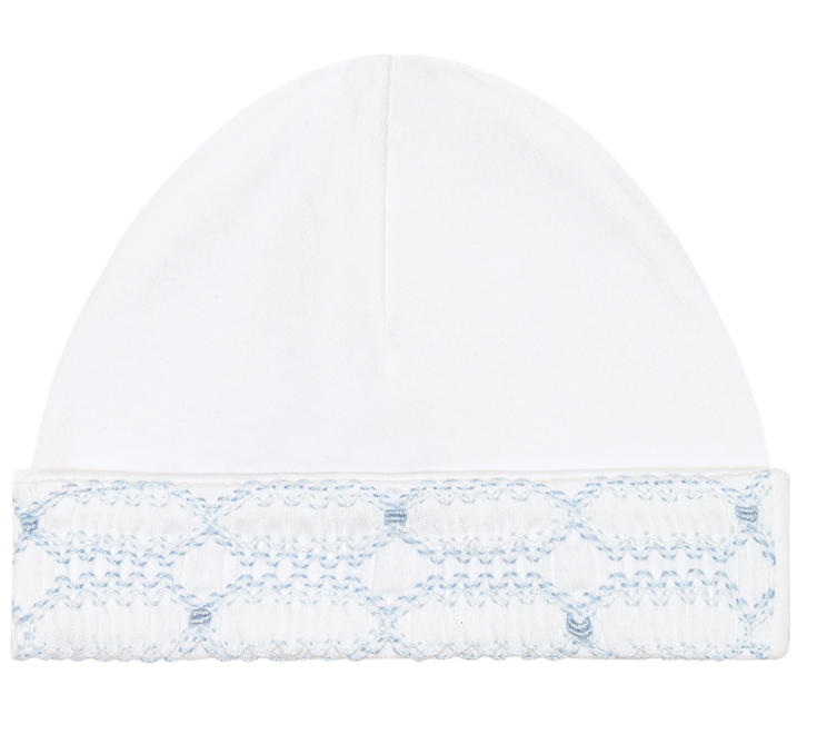 White/ Blue Signature Smocked Hat