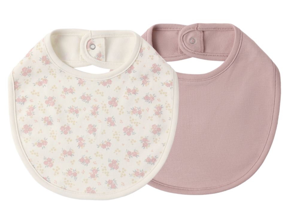 2 Pack Bibs- Flower Field &amp; Mauve