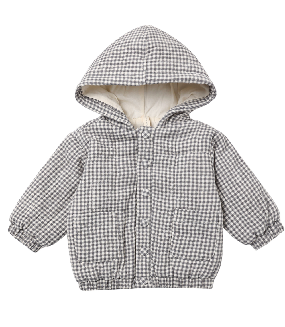 Midnight Gingham Hooded Baby Jacket