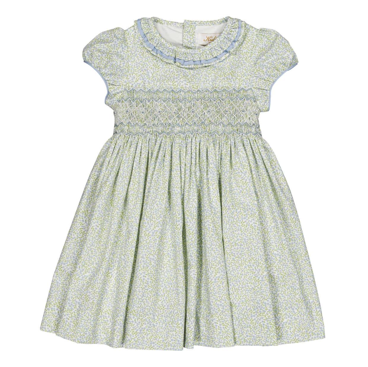 Hars Smocked Little Blue Print Dress
