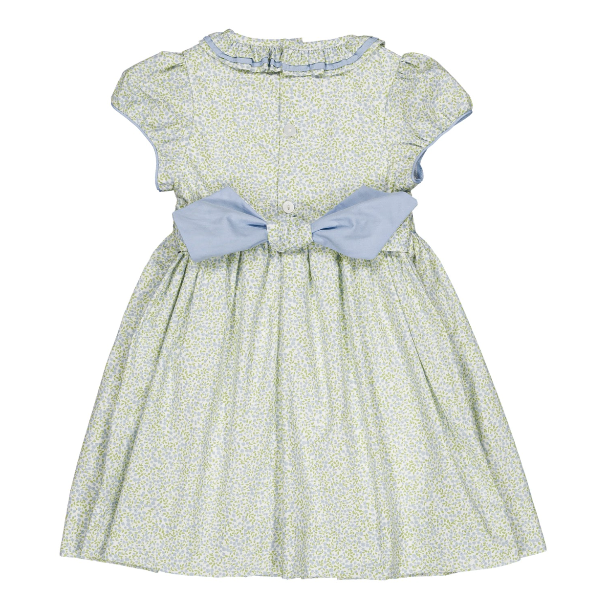 Hars Smocked Little Blue Print Dress