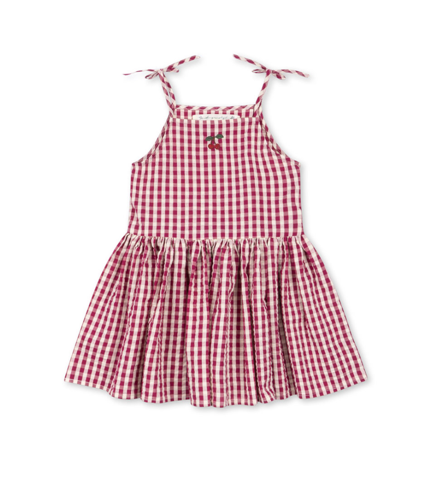 Isotta Raspberry Check Dress