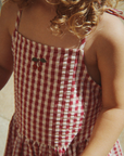 Isotta Raspberry Check Dress