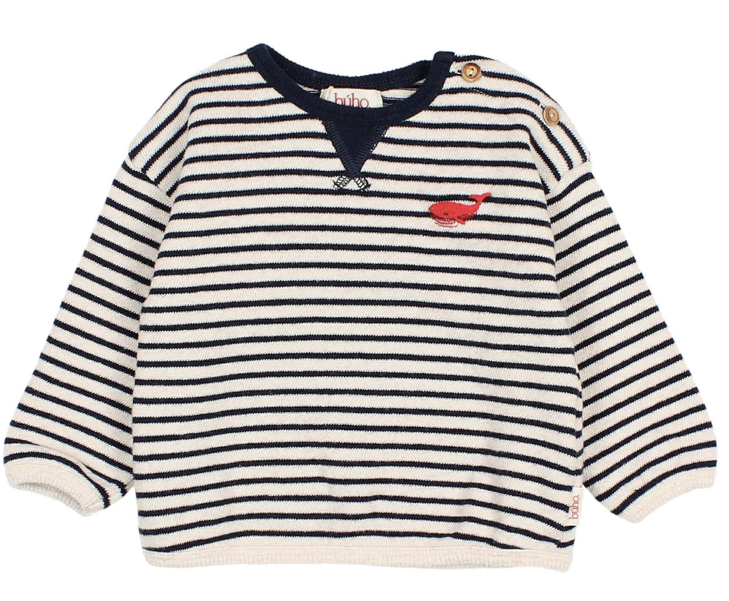 Buho Navy Stripe Soft Baby Sweatshirt