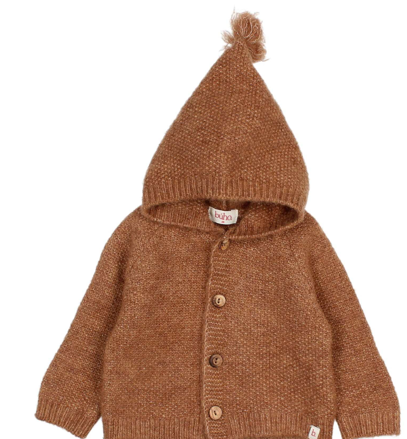 Buho Brown Hooded Baby Cardigan