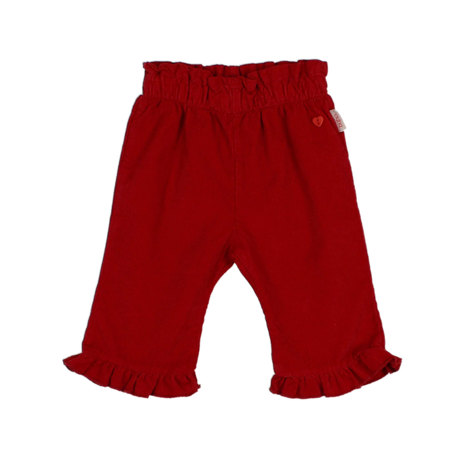 Cherry Red Fine Corduroy Ruffle Pants