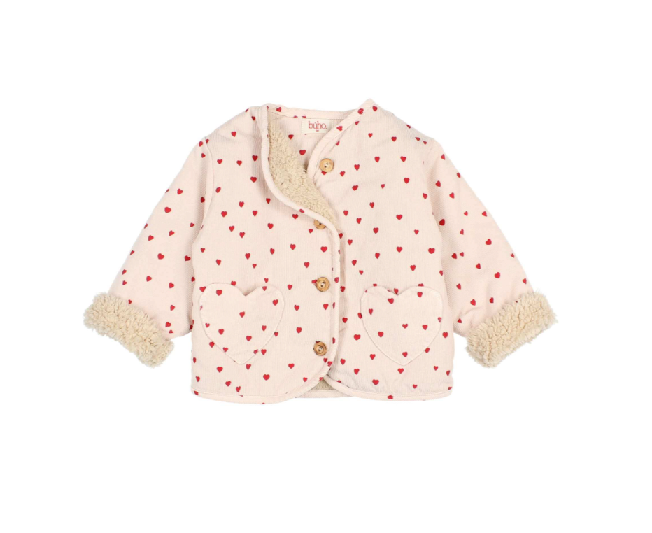 Ivory Mini Red Hearts Baby Jacket