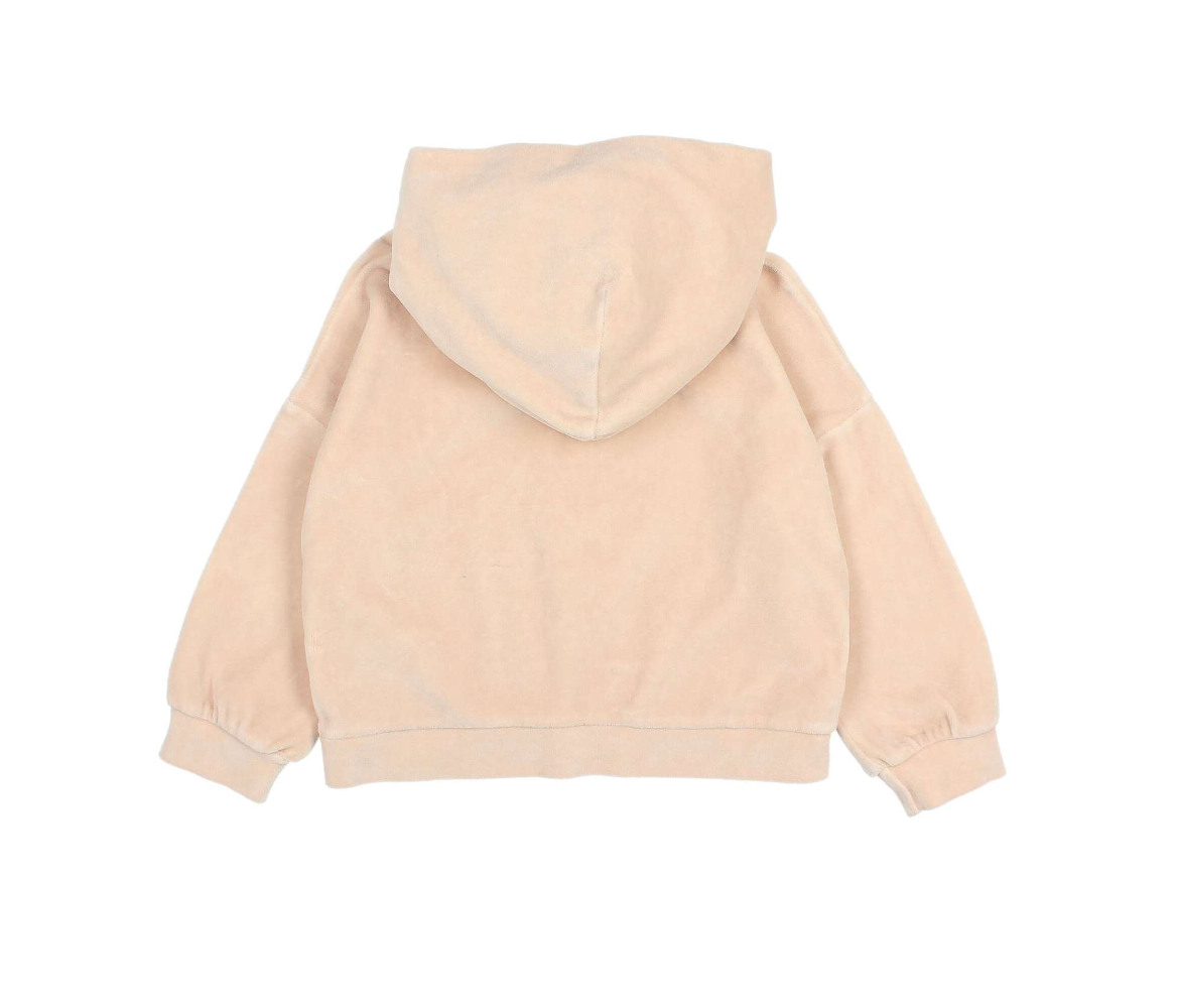 Cream Pink Velour Hoodie
