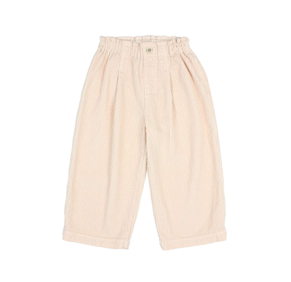 Cream Pink Wide Leg Corduroy Girl's Pants