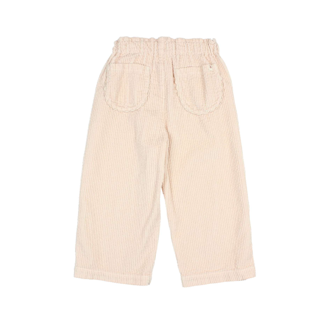 Cream Pink Wide Leg Corduroy Girl's Pants