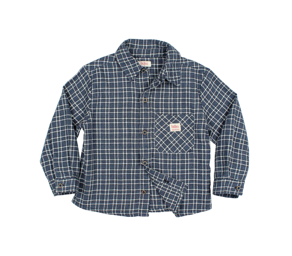 Buho Navy Tartan Boy's Shirt
