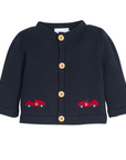 Race Cars Crochet Navy Baby Sweater