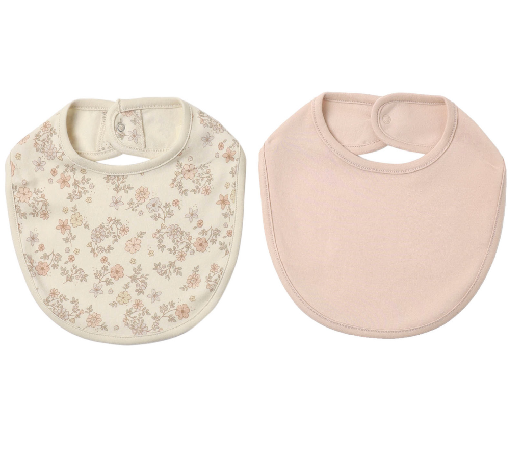 Floral Vine/Dusty Rose 2-Pack Bib Set