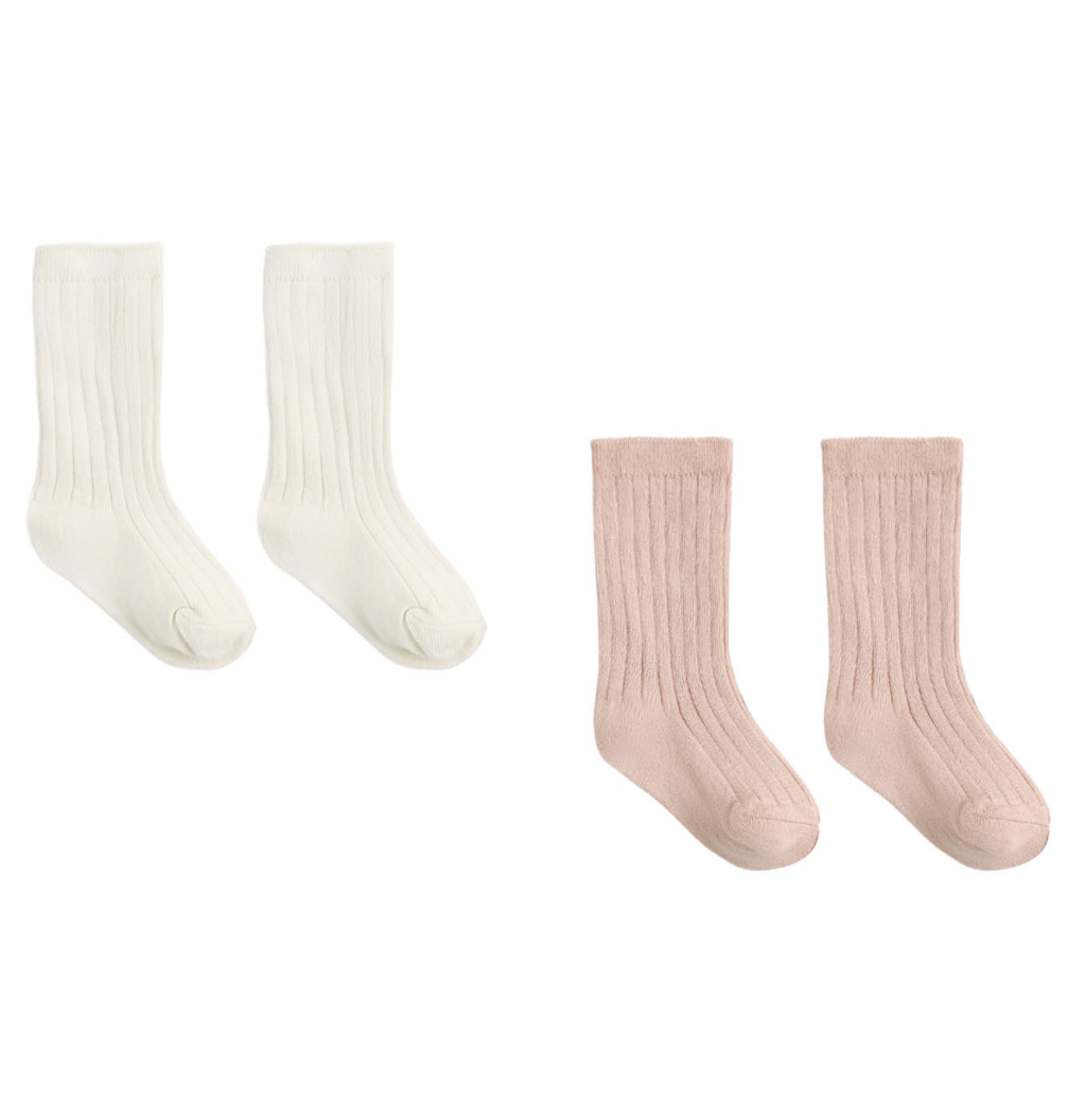 Dusty Rose/Natural 2-Pack Ribbed Sock Set