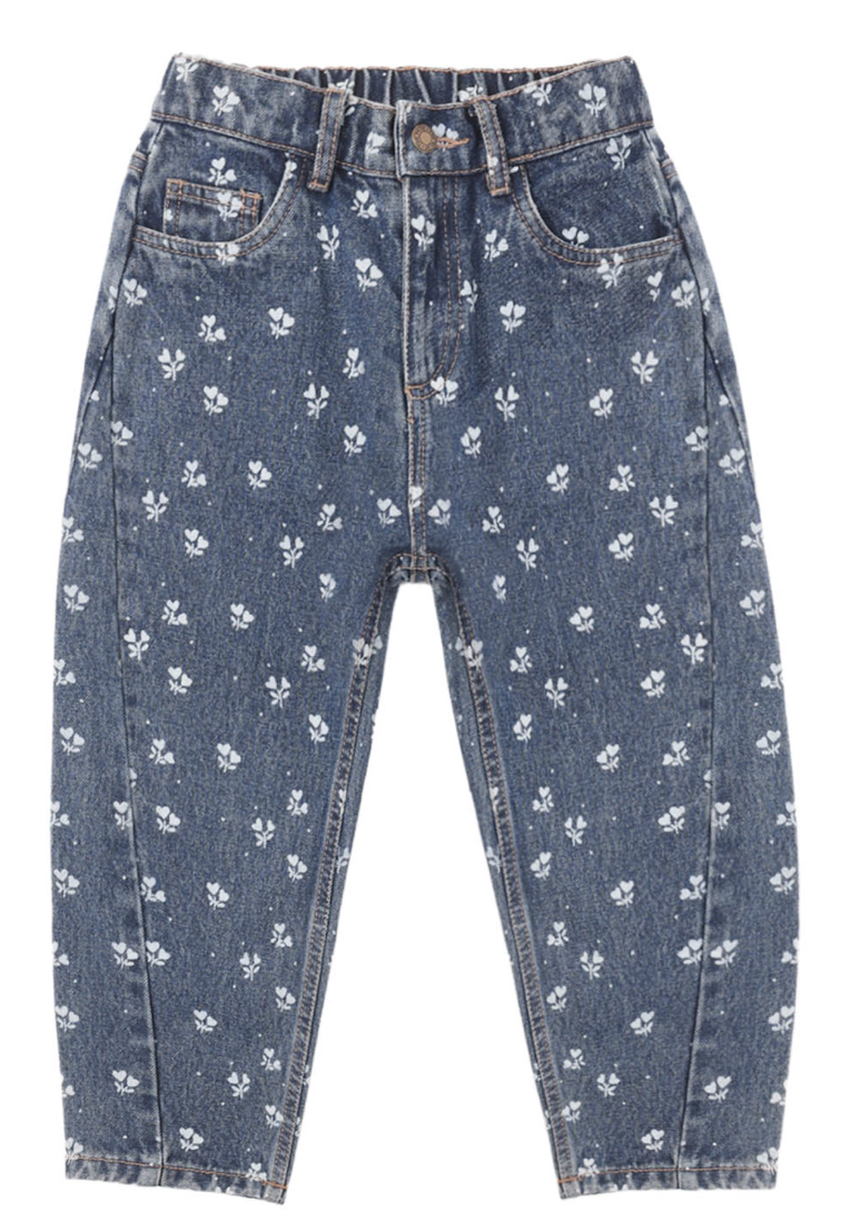 Heart Ditsy Denim Barrel Pant