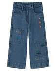 Embroidered Wide Leg Jeans