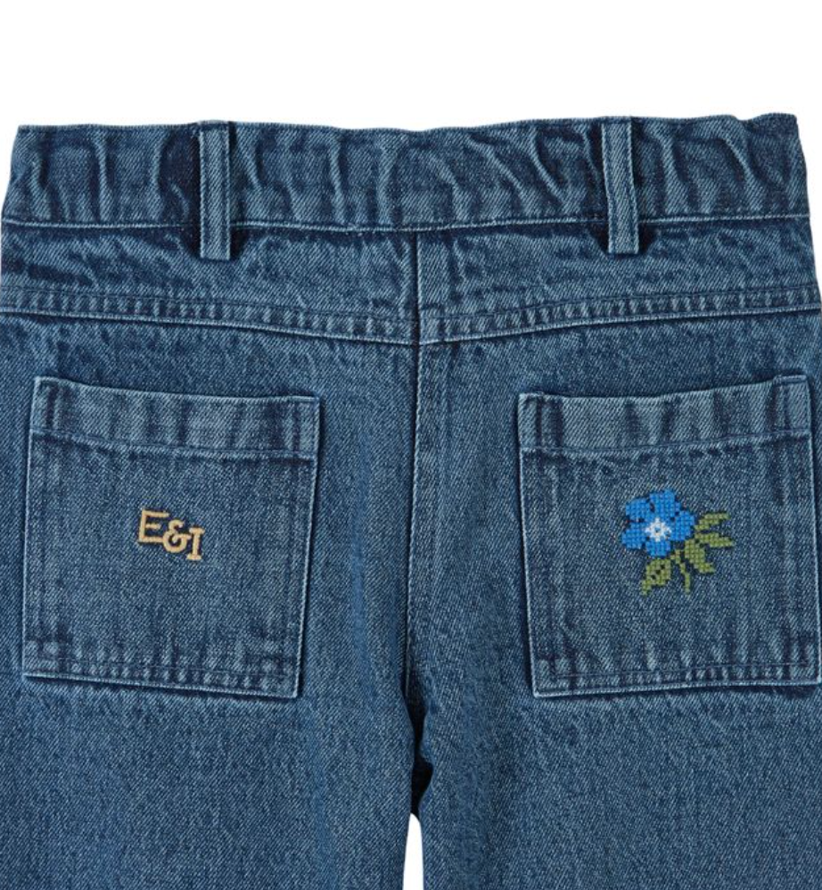 Embroidered Wide Leg Jeans