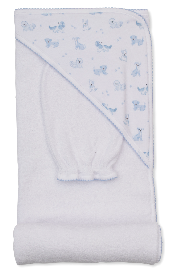 Kissy Kissy Blue Puppy Paws Towel &amp; Mitt (Copy)