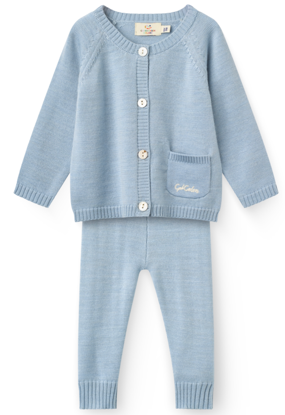 Soft Merino Wool Blue Knit Set