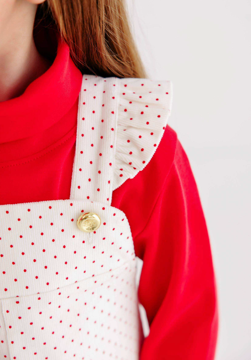 Julia Corduroy Jumper- Palmetto Pearl and Richmond Red Microdot