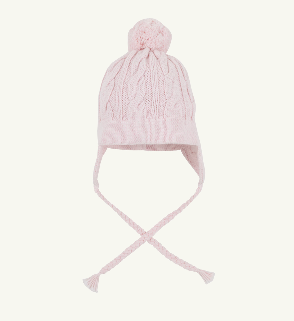 Pink Cable Knit Parrish Pom Pom Hat