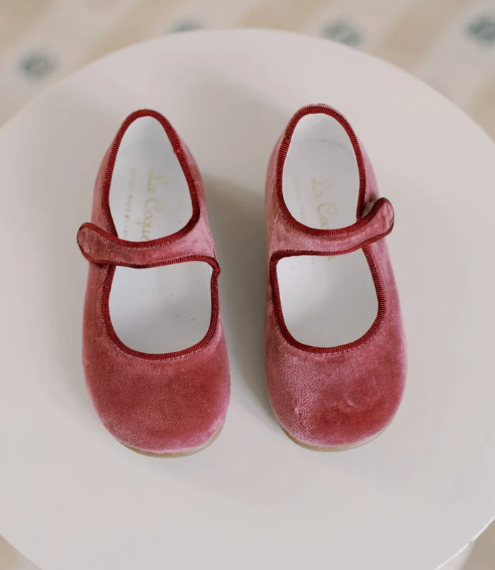 Dusty Pink Velvet Girl Mary Jane Shoes