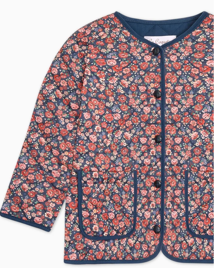 Navy Floral Calida Girl Jacket