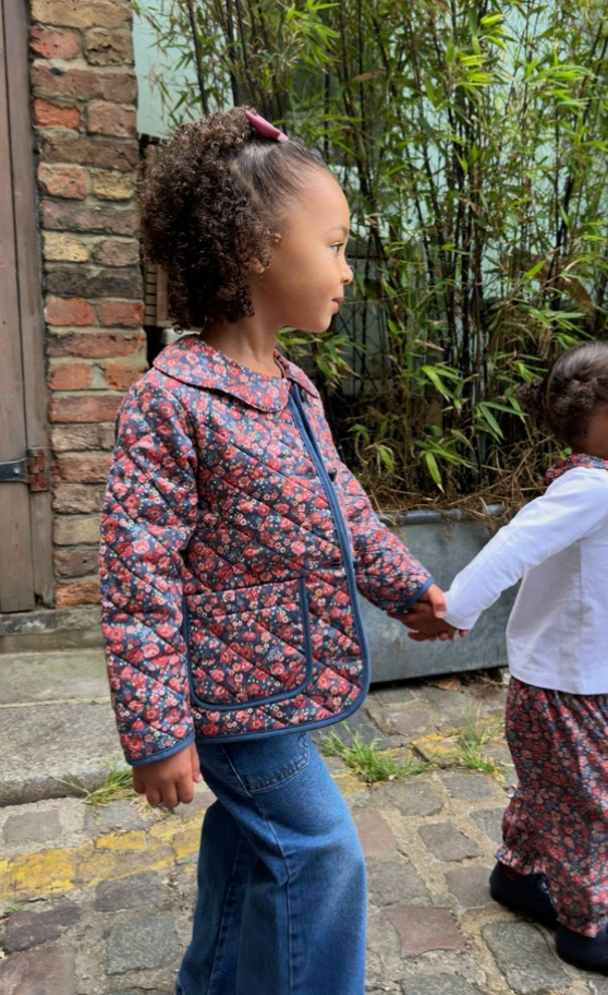 Navy Floral Calida Girl Jacket