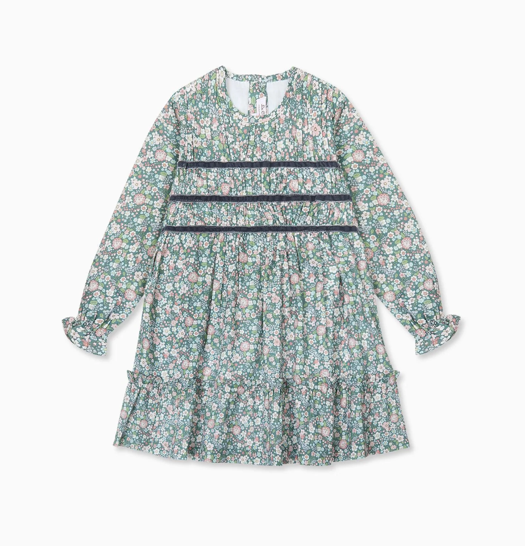 Belia Green Floral Smocked Dress