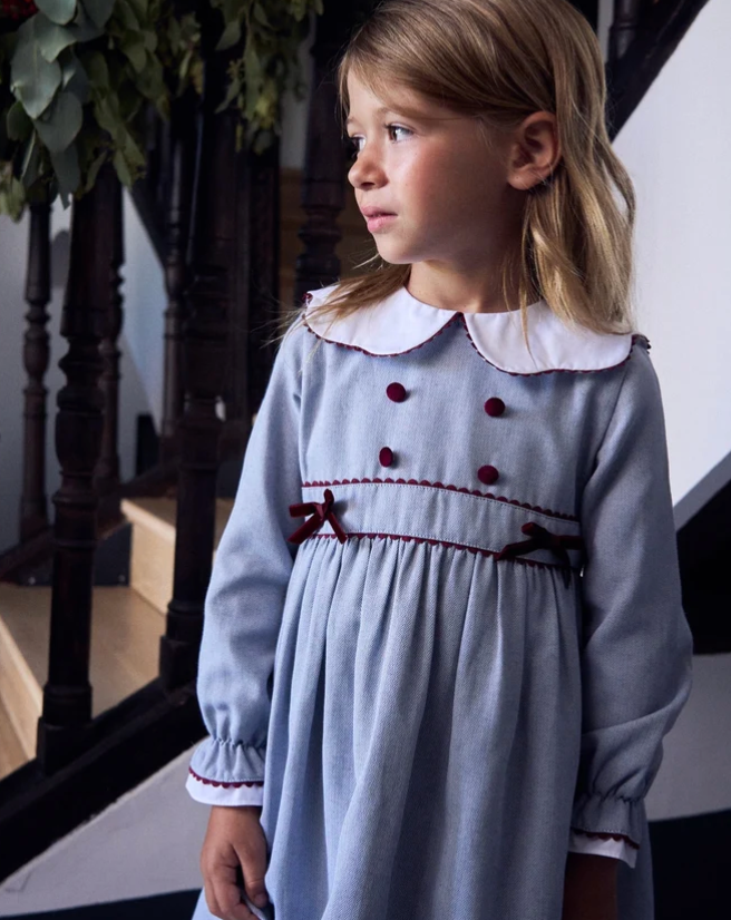 Dusty Blue Rosalie Girl Empire Dress | La Coqueta
