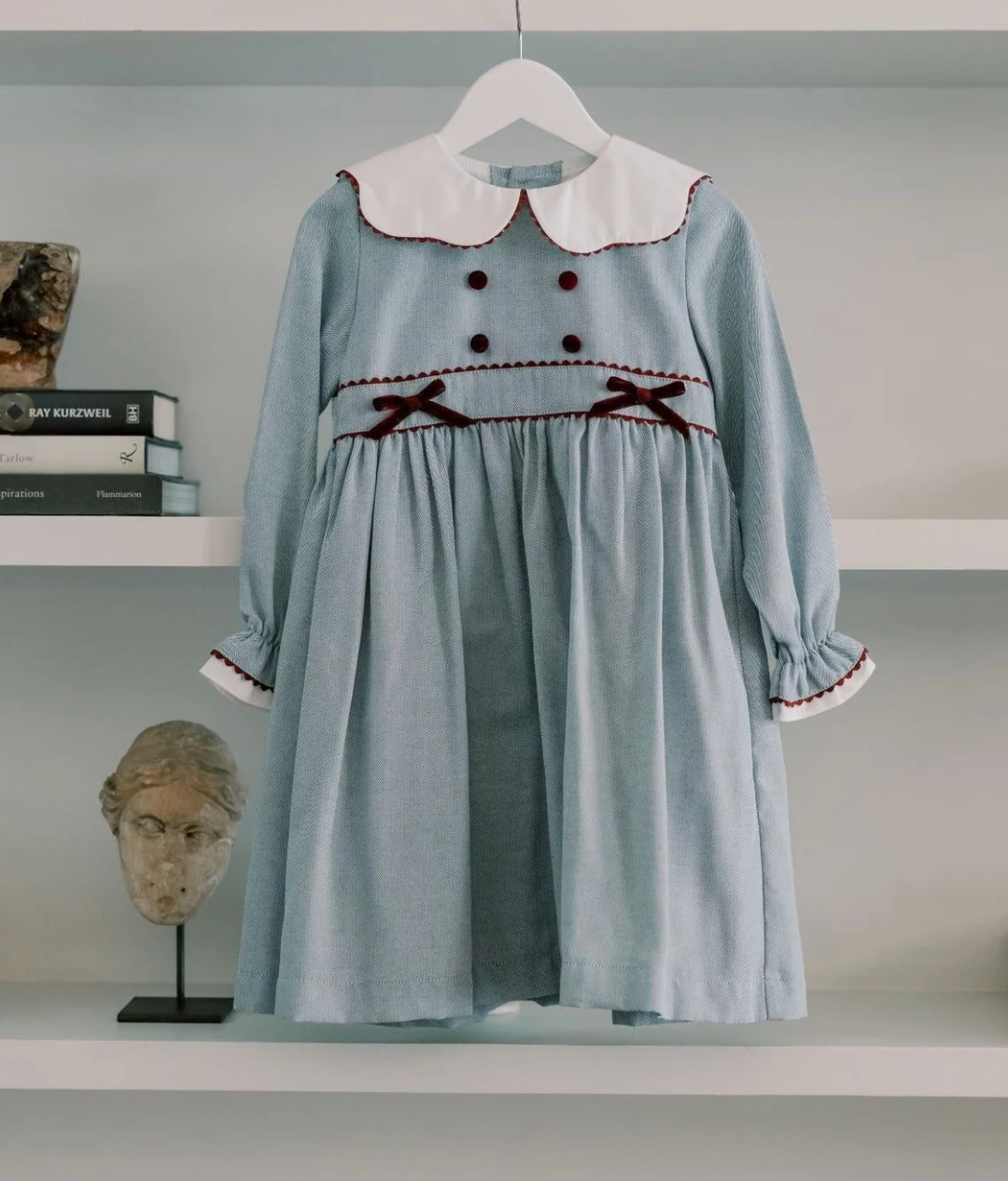 Dusty Blue Rosalie Girl Empire Dress | La Coqueta