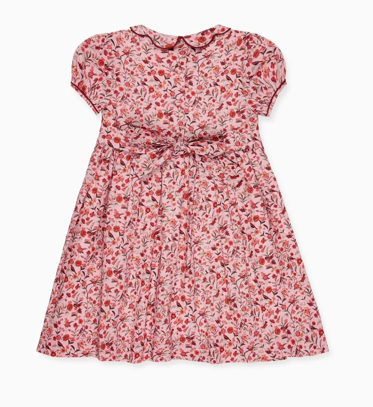 Pink Bird Floral Scarlett Girl Hand-Smocked Dress | La Coqueta