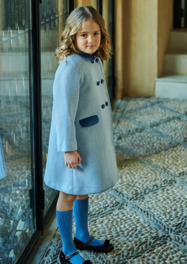 Dusty Blue Arrieta Girl Coat | La Coqueta