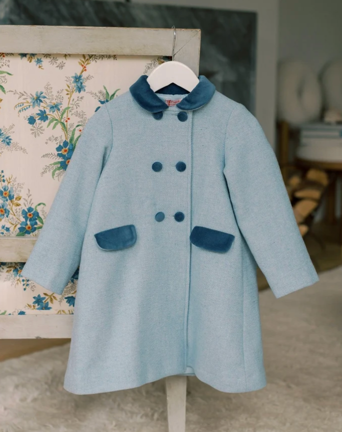 Dusty Blue Arrieta Girl Coat | La Coqueta