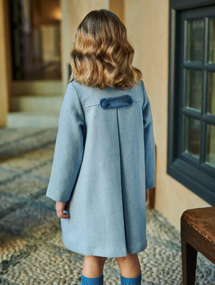 Dusty Blue Arrieta Girl Coat | La Coqueta