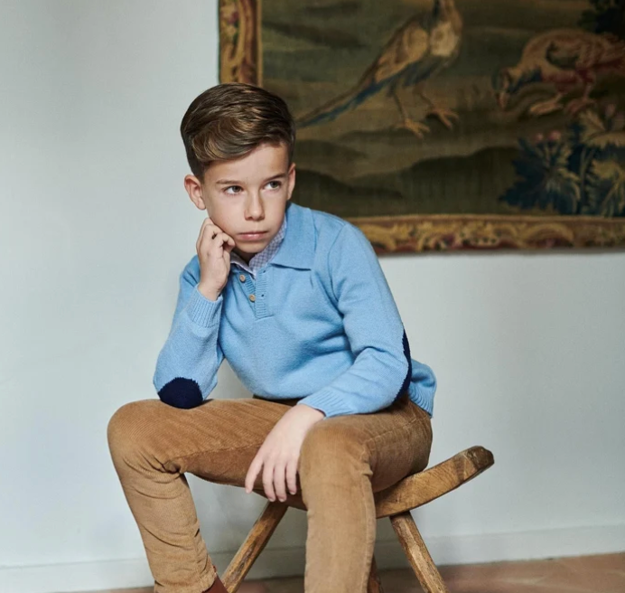 Dusty Blue Brio Merino Boy Jumper | La Coqueta