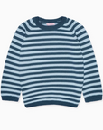 Petrol Blue Stripe Bromo Merino Boy Jumper | La Coqueta