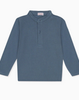 Dusty Blue Alcomo Long Sleeve Boy Polo Shirt | La Coqueta