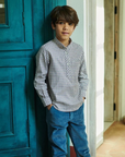 Burgundy Check Mateo Long Sleeve Boy Shirt | La Coqueta