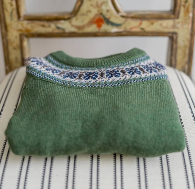 Olive Fair Isle Merino Kids Jumper | La Coqueta